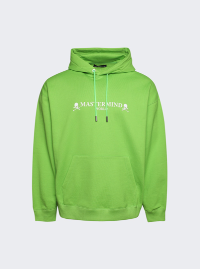 Shop Mastermind Japan Logo And Skull Hoodie In Lime Green