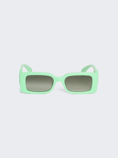 Shop Gucci Rectangular Sunglasses In Green