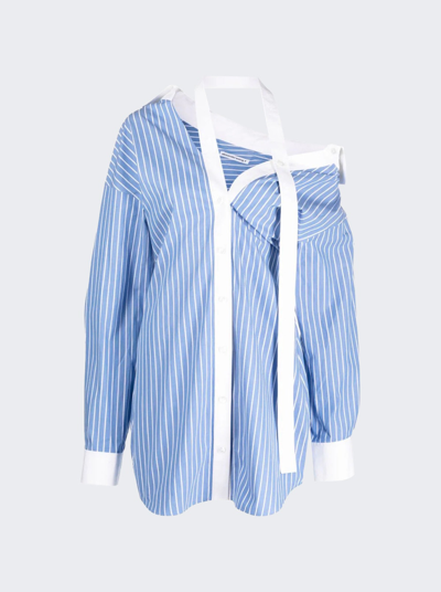 Shop Alexander Wang T Striped Off-shoulder Shirt Dress