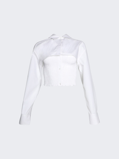 Shop Alexander Wang T Cropped Layered Overshirt In White