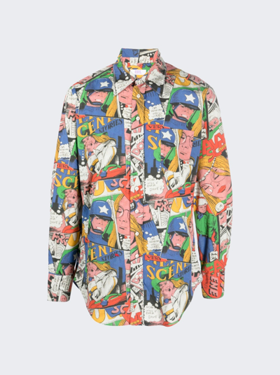 Shop Erl Unisex Printed Woven Shirt In Comic Book