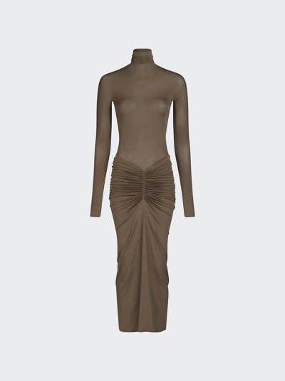 Shop Alaïa Draped Jersey Dress In Brown