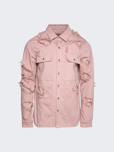 Shop Rick Owens Drkshdw Drkshdw Denim Outershirt In Faded Pink