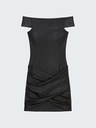 Shop Givenchy Draped Mini Leather Dress In Black