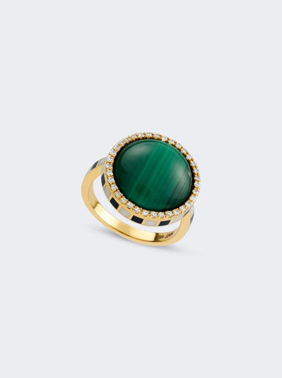 Shop Nevernot Grab N Go Ready To Adventure Ring In 18k Gold And Malachite