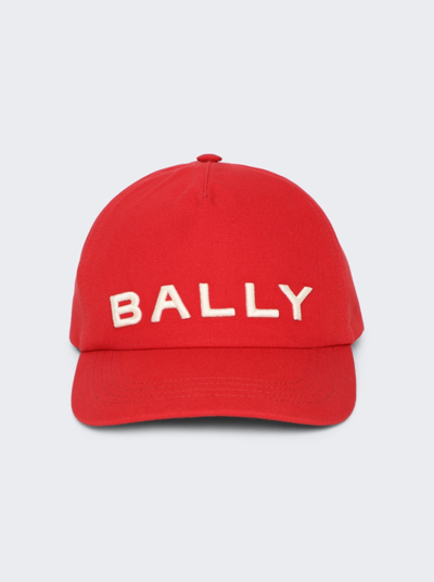 Shop Bally Embroidered Baseball Hat In Deep Ruby