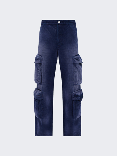 Shop Amiri Jacquard Utility Pants In Blue