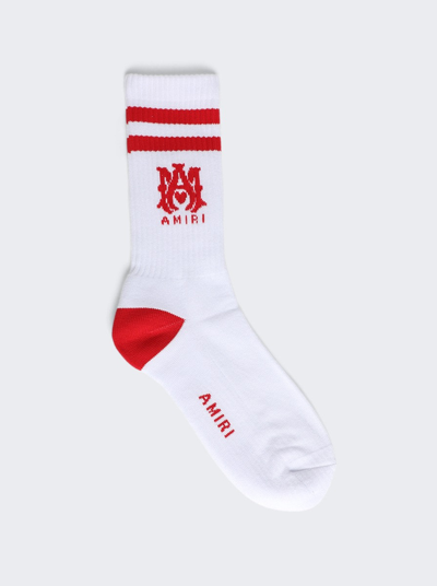 Shop Amiri Ma Tube Sock In White And Red