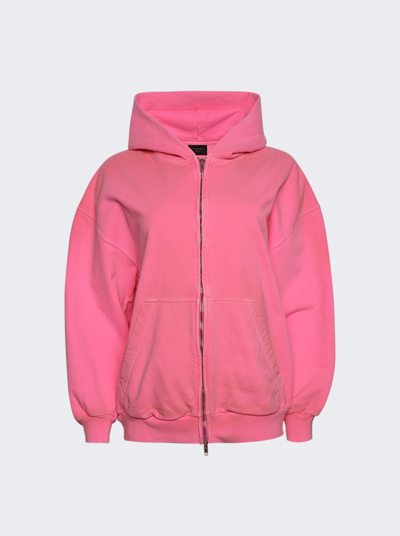 Shop Balenciaga Small Fit Zip-up Hoodie In Pink