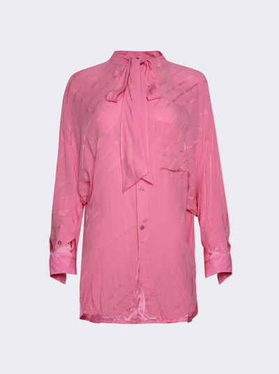 Shop Balenciaga Logomania Allover Jacquard Shirt In Pink