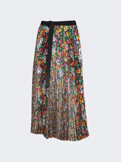 Shop Sacai Floral Print Skirt In Multicolor