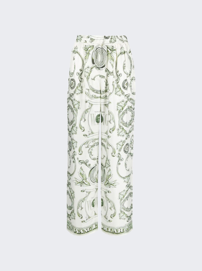Shop Alexander Wang Money Print Silk Pant In Ivory And Green