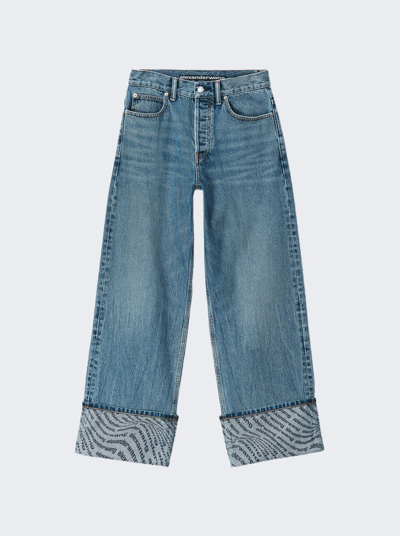 Shop Alexander Wang Wave Cuff Wide Jean In Vintage Medium Indigo