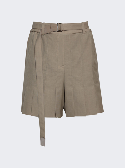 Shop Sacai Suiting Shorts In Beige