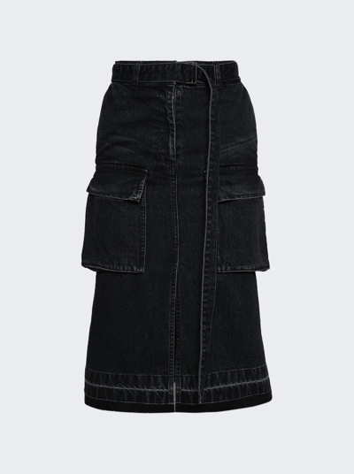 Shop Sacai Denim Skirt In Black