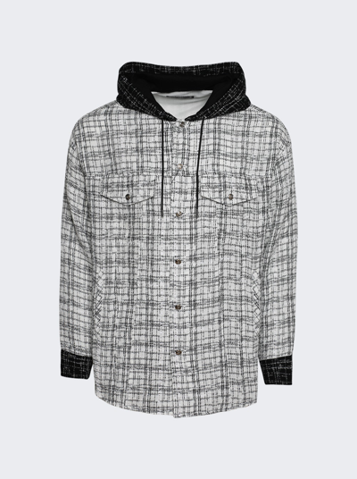 Shop Mastermind Japan Hooded Tweed Shirt In Black And White