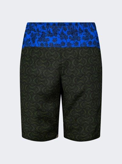 Shop Dries Van Noten Parcher Shorts In Bottle Grey And Blue