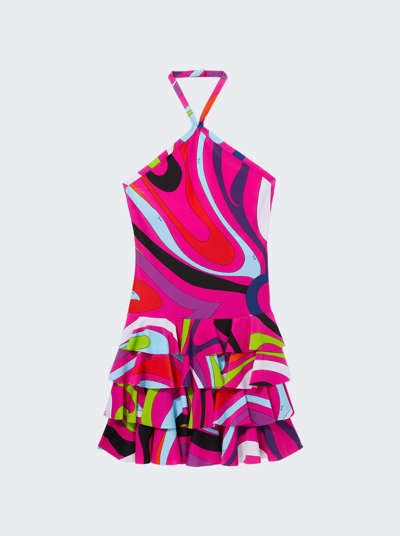 Shop Pucci Halterneck Mini Dress In Fuchsia