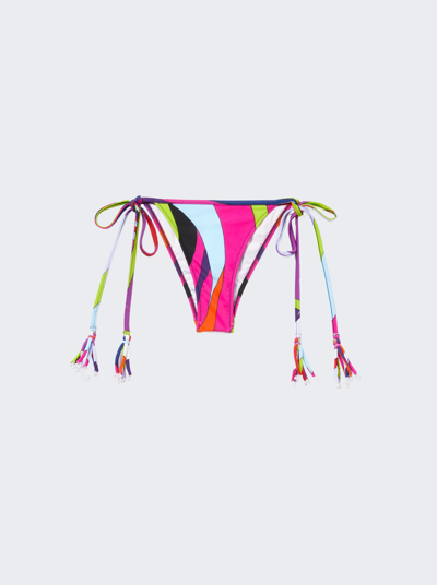 Shop Pucci Side Tie Bikini Bottom In Fuchsia
