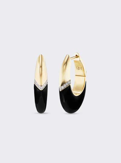 Shop Emily P Wheeler Oval Earrings In 18k Yellow Gold And Black Onyx