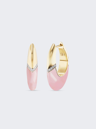 Shop Emily P Wheeler Oval Earrings In 18k Yellow Gold And Pink Opal