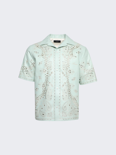 Shop Amiri Leather Bandana Shirt In Mint