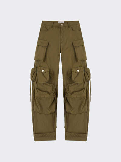 Shop Attico Fern Long Pants In Military Green