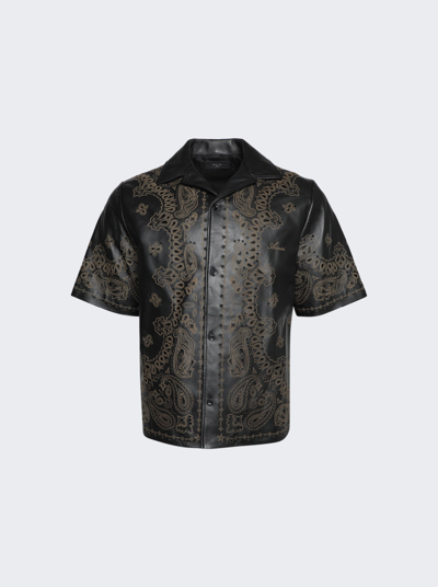 Shop Amiri Leather Bandana Shirt In Black