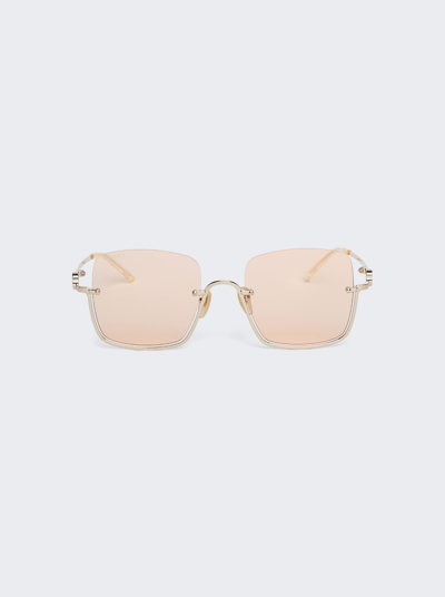 Shop Gucci Square Sunglasses In Gold