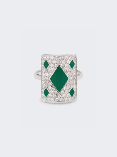 Mysteryjoy Lucky Honor Ring In 18k White Gold