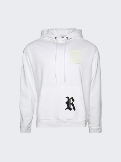 Shop Raf Simons Destroyed Hoodie With R Print In White