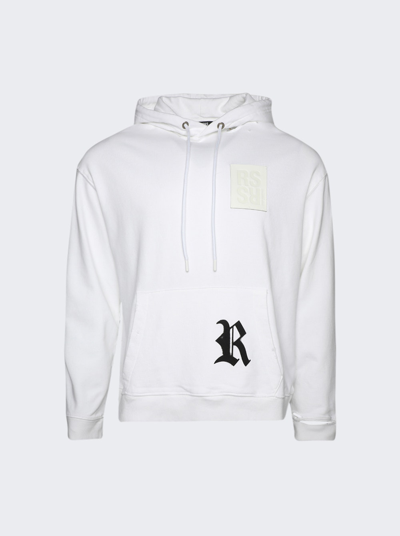 Raf Simons Destroyed Regular Fit Hoodie With R Print In White