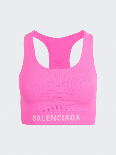 Shop Balenciaga Athletic Top In Neon Pink