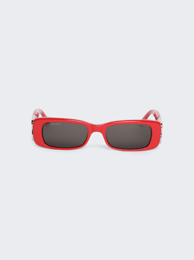 Shop Balenciaga Dynasty Rectangle Sunglasses In Red