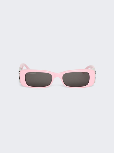 Shop Balenciaga Dynasty Rectangle Sunglasses In Pink