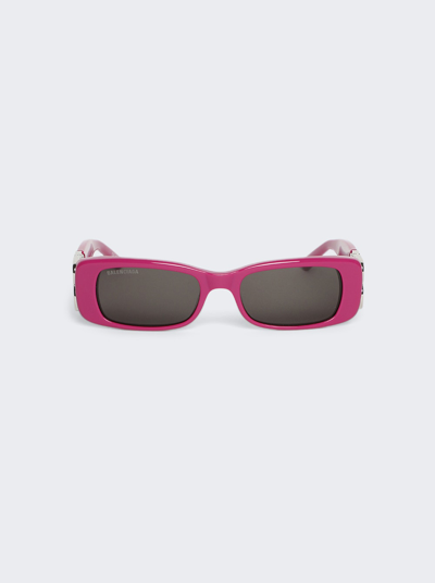 Shop Balenciaga Dynasty Rectangle Sunglasses In Fuchsia