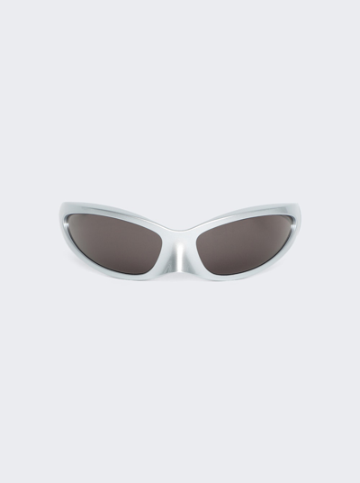 Shop Balenciaga Skin Cat Sunglasses In Silver