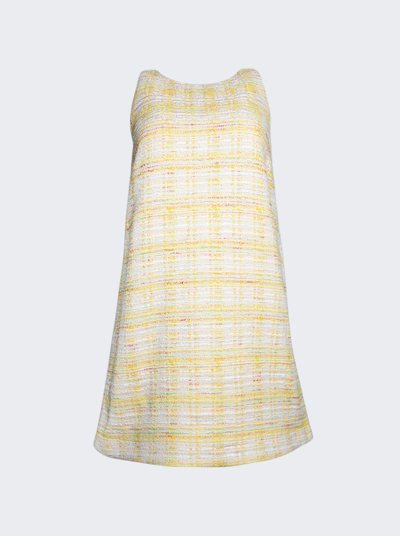 Shop Lisa Marie Fernandez Sleeveless Shift Dress In Yellow Tweed Jacquard