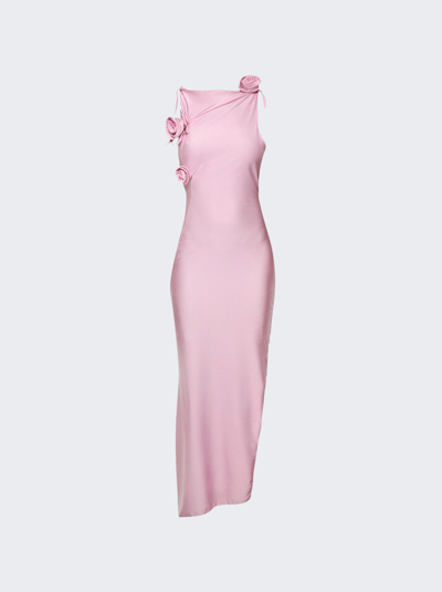 Shop Coperni Asymmetric Flower Gown In Pink