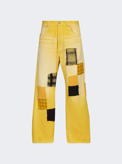 Shop Marni Overdyed Bull Denim Jeans In Maize Yellow