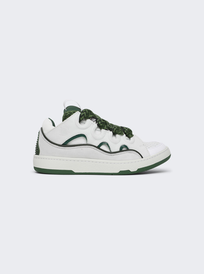 Shop Lanvin Curb Sneakers In White And Khaki
