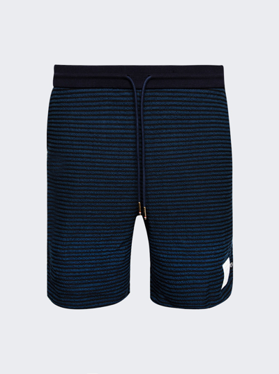 Shop Thom Browne University Stripe Shorts In Navy