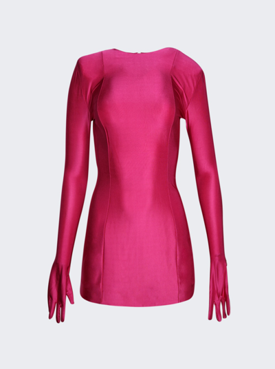 Shop Vetements Diva Mini Styling Dress With Gloves In Hot Pink