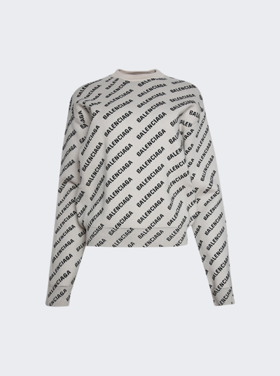 Shop Balenciaga Crewneck Sweatshirt In Chalky White And Black