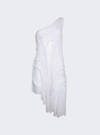 Shop Di Petsa Wetlook One Shoulder Mini Dress In White
