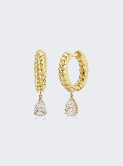 Anita Ko Small Zoe Huggie Earrings With Pear Diamond Drops In 18k Yellow Gold