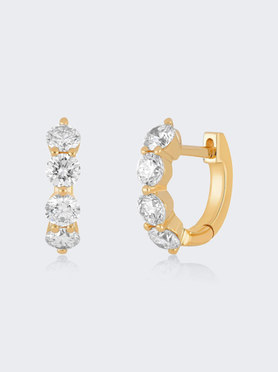 Shop Ef Collection Jumbo Prong Set Diamond Mini Huggie In 14k Gold