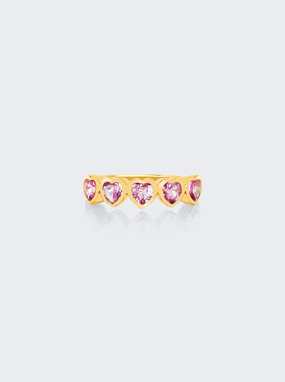 Shop Ef Collection Multi Pink Sapphire Heart Ring In 14k Gold