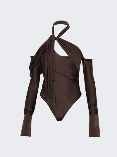 Shop Coperni Multi Strap Bodysuit In Brown