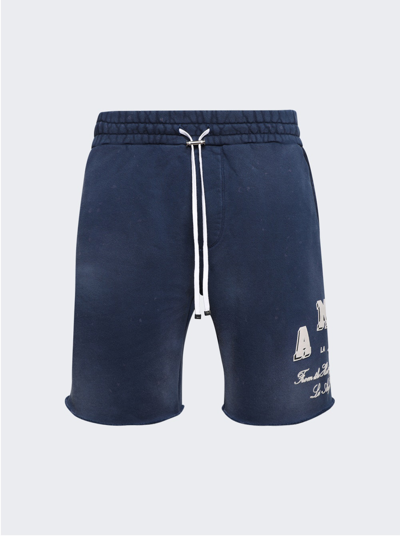 Shop Amiri Vintage Collegiate Shorts In Blue